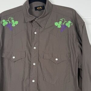Stan Ray Western Shirt Men M Gray Embroidered Pearl Snap Workwear Cowboy Ranch